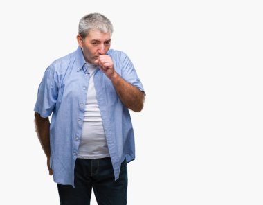 Duygu iyi ve soğuk veya bronşit için semptom olarak öksürük izole arka plan üzerinde yakışıklı komuta sizde. Sağlık kavramı.