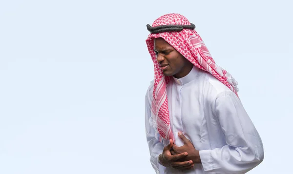 Young Arabic African Man Wearing Traditional Keffiyeh Isolated Background Hand — Stock Photo, Image