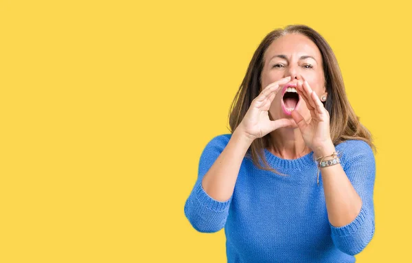 Edad Media Hermosa Mujer Usando Suéter Invierno Sobre Fondo Aislado —  Fotos de Stock