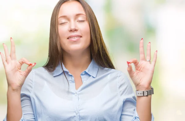 Young Caucasian Beautiful Woman Isolated Background Relax Smiling Eyes Closed — Stock Photo, Image