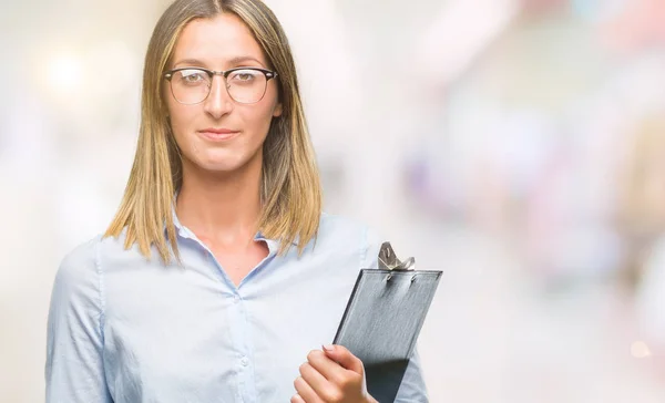 Giovane Bella Donna Affari Ispettore Sfondo Isolato Con Espressione Fiduciosa — Foto Stock