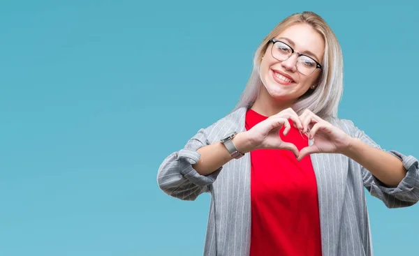 Junge Blonde Geschäftsfrau Modischer Jacke Über Isoliertem Hintergrund Die Verliebt — Stockfoto