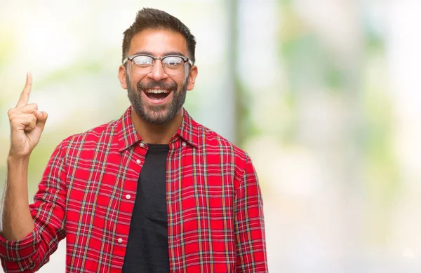 Erwachsener Hispanischer Mann Mit Brille Über Isoliertem Hintergrund Der Mit — Stockfoto