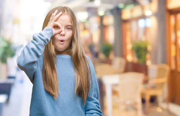 Giovane Bella Ragazza Che Indossa Maglione Invernale Sfondo Isolato Facendo — Foto Stock