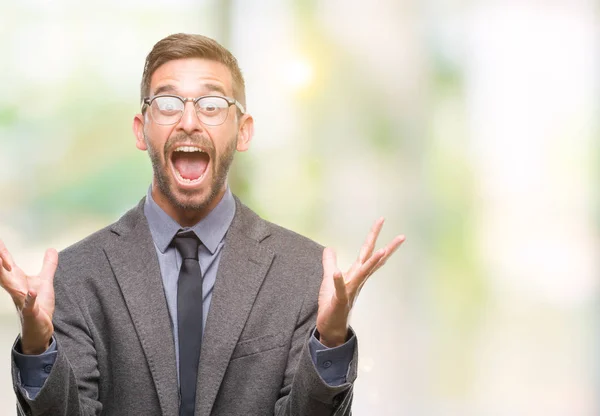 Junger Gutaussehender Geschäftsmann Mit Isoliertem Hintergrund Feiert Verrückt Und Erstaunt — Stockfoto