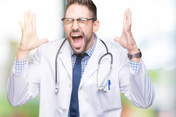 Handsome Young Doctor Man Isolated Background Celebrating Mad Crazy Success — Stock Photo, Image