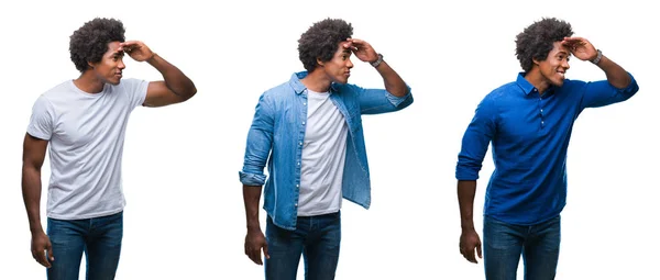 Kolaj Afrikalı Amerikalı Genç Gömleksiz Adam Adamı Izole Arka Plan — Stok fotoğraf