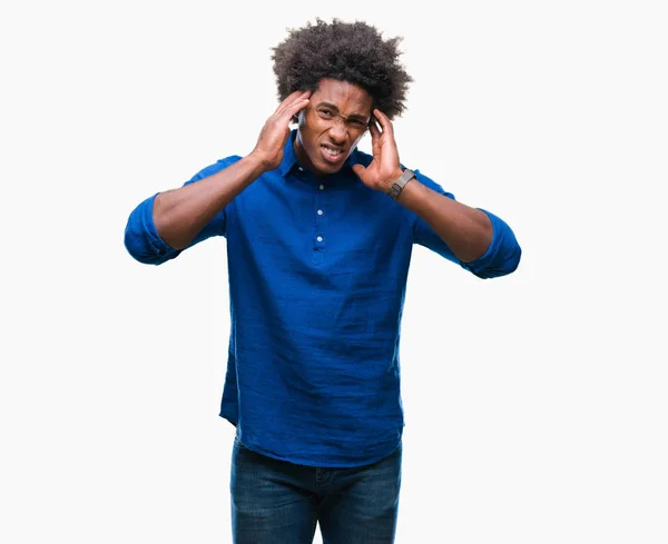 Homem Afro Americano Sobre Fundo Isolado Com Mão Cabeça Para — Fotografia de Stock