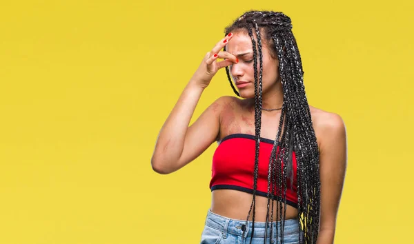 Cabelo Trançado Jovem Afro Americano Com Pigmentação Marca Nascimento Mancha — Fotografia de Stock