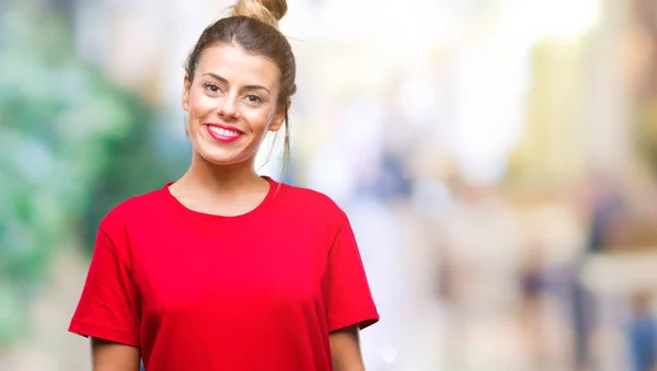 Giovane Bella Donna Sfondo Isolato Con Sorriso Felice Fresco Sul — Foto Stock