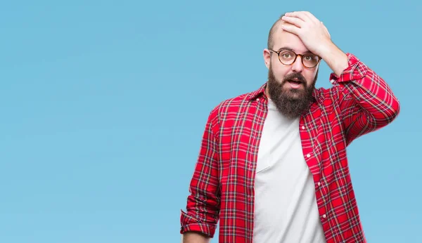 Jeune Homme Hipster Caucasien Portant Des Lunettes Sur Fond Isolé — Photo