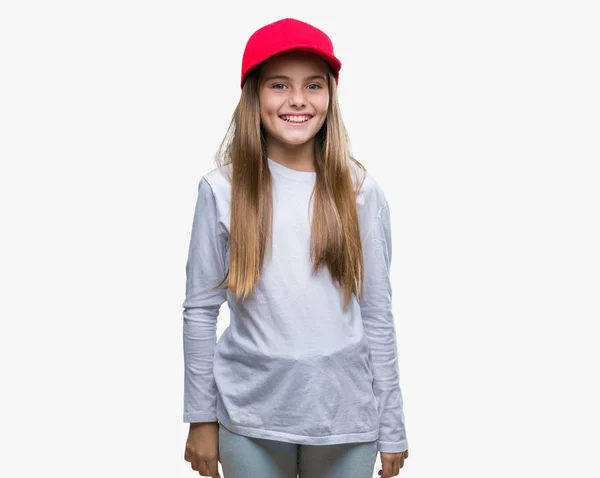 Junge Schöne Mädchen Mit Roter Mütze Isolierten Hintergrund Mit Einem — Stockfoto