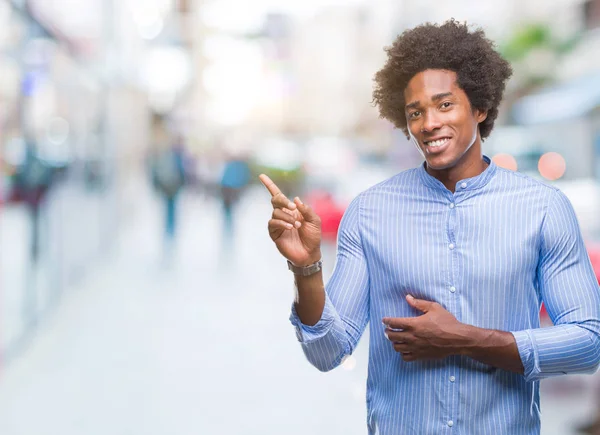 Afro American Man Isolated Background Big Smile Face Pointing Hand — Stock Photo, Image