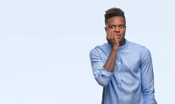 Unga Afroamerikanska Affärsman Över Isolerade Bakgrund Ser Stressad Och Nervös — Stockfoto