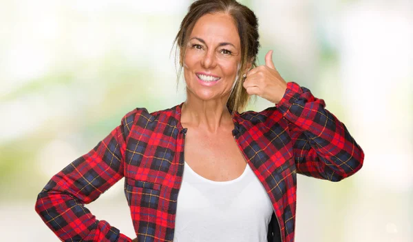 Mujer Adulta Mediana Edad Vistiendo Chaqueta Casual Sobre Fondo Aislado —  Fotos de Stock