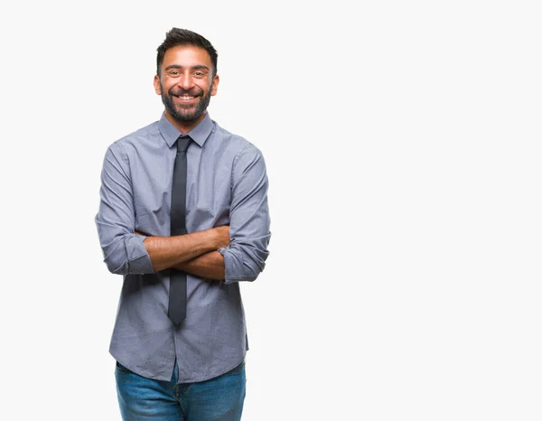 Adult Hispanic Business Man Isolated Background Happy Face Smiling Crossed — Stock Photo, Image