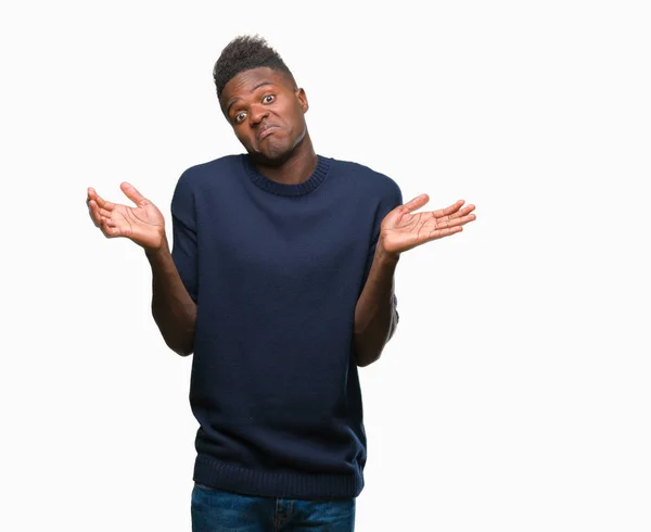 Young African American Man Isolated Background Clueless Confused Expression Arms — Stock Photo, Image