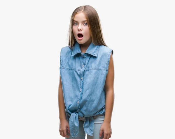 Ung Vacker Flicka Över Isolerade Bakgrund Rädd Och Chockad Med — Stockfoto