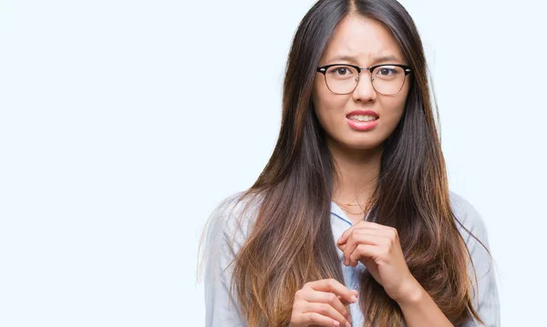 Jeune Femme Affaires Asiatique Portant Des Lunettes Sur Fond Isolé — Photo