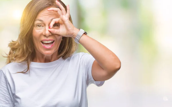 Ältere Hispanische Frau Mittleren Alters Mit Isoliertem Hintergrund Macht Geste — Stockfoto