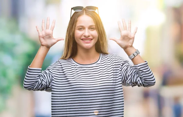 Giovane Bella Donna Bionda Che Indossa Occhiali Sole Sfondo Isolato — Foto Stock