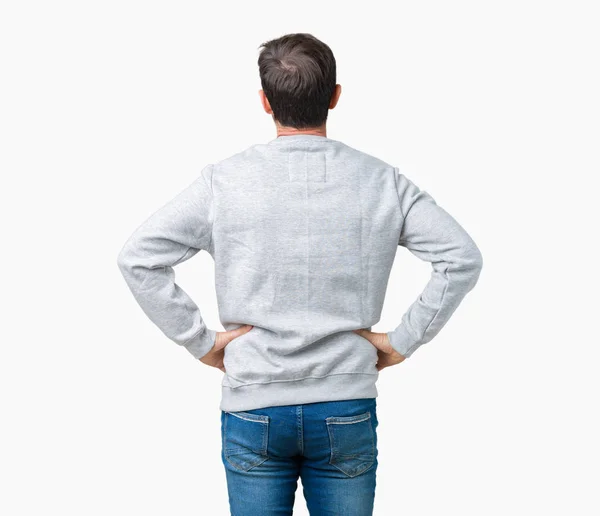 Handsome Middle Age Senior Man Wearing Sweatshirt Isolated Background Standing — Stock Photo, Image