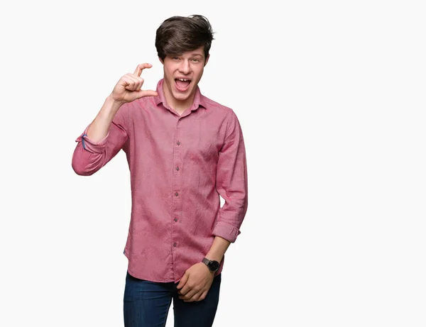 Joven Hombre Negocios Guapo Sobre Fondo Aislado Sonriente Seguro Gesto — Foto de Stock