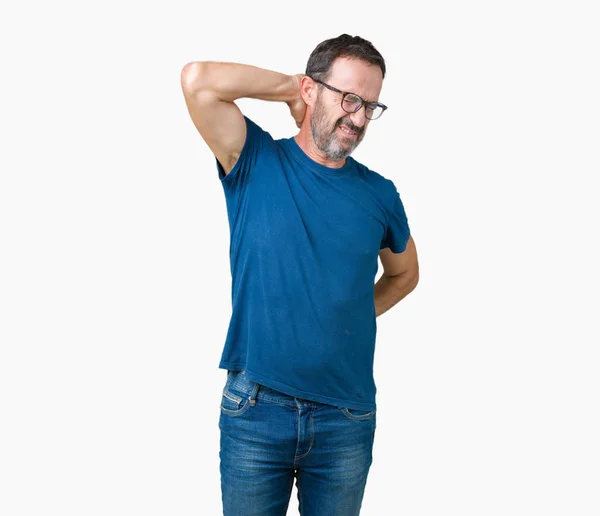 Stilig Medelåldern Hoary Senior Mannen Wearin Glasögon Över Isolerade Bakgrund — Stockfoto