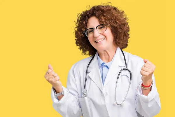 Middle Ager Senior Doctor Woman Isolated Background Very Happy Excited — Stock Photo, Image