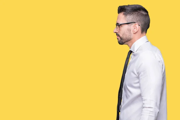 Joven Hombre Negocios Guapo Con Gafas Sobre Fondo Aislado Mirando — Foto de Stock