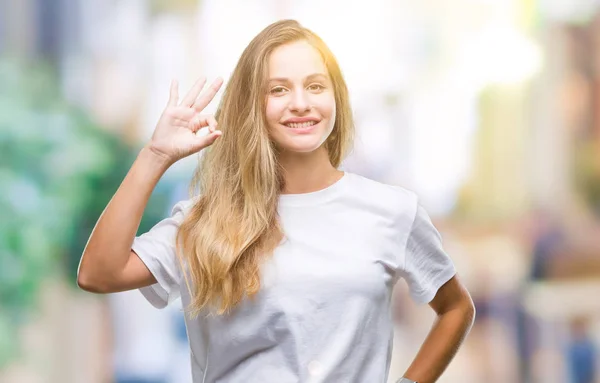 Young Beautiful Blonde Woman Wearing Casual White Shirt Isolated Background — Stock Photo, Image