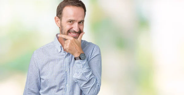 Guapo Mediana Edad Elegante Hombre Mayor Sobre Fondo Aislado Mirando —  Fotos de Stock