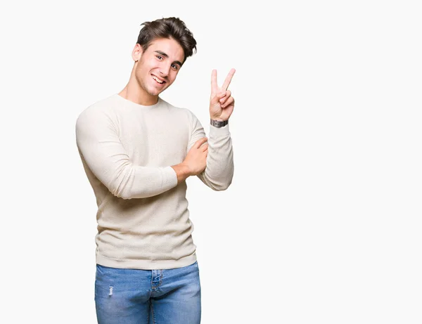 Young Handsome Man Isolated Background Smiling Happy Face Winking Camera — Stock Photo, Image