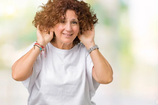 Belle Aînée Âge Moyen Portant Shirt Blanc Sur Fond Isolé — Photo