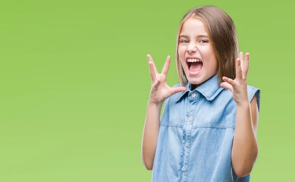 Joven Chica Hermosa Sobre Fondo Aislado Loco Loco Gritando Gritando —  Fotos de Stock