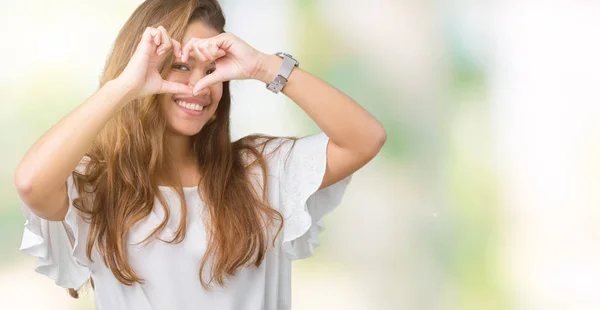 Joven Hermosa Mujer Negocios Morena Sobre Fondo Aislado Haciendo Forma — Foto de Stock