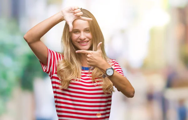 Young Beautiful Blonde Woman Isolated Background Smiling Making Frame Hands — Stock Photo, Image