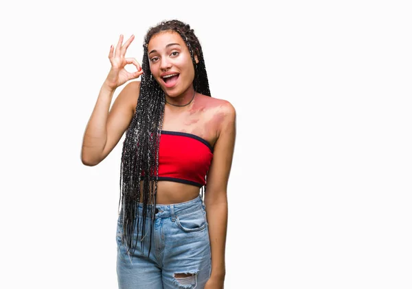 Cabelo Trançado Jovem Afro Americano Com Pigmentação Marca Nascimento Mancha — Fotografia de Stock