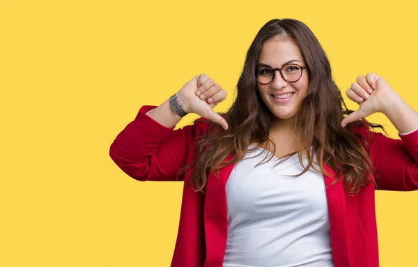 Vackra Storlek Ung Affärskvinna Bär Eleganta Jacka Och Glasögon Över — Stockfoto