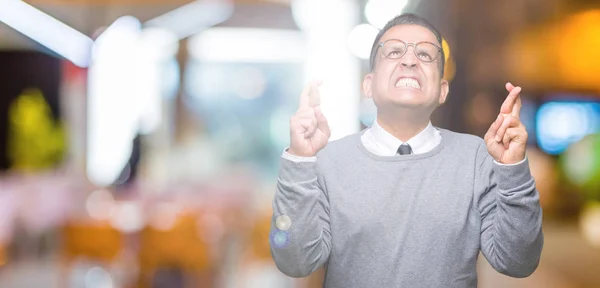 Bussines Edad Media Árabe Hombre Con Gafas Sobre Fondo Aislado —  Fotos de Stock