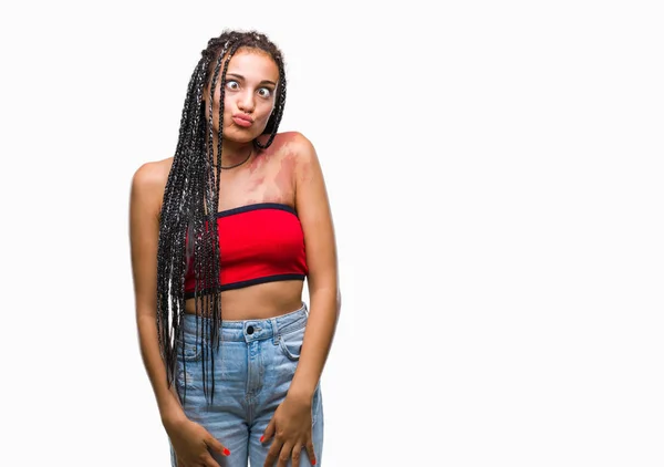 Cabello Trenzado Joven Afroamericano Con Manchas Pigmentación Marca Nacimiento Sobre — Foto de Stock