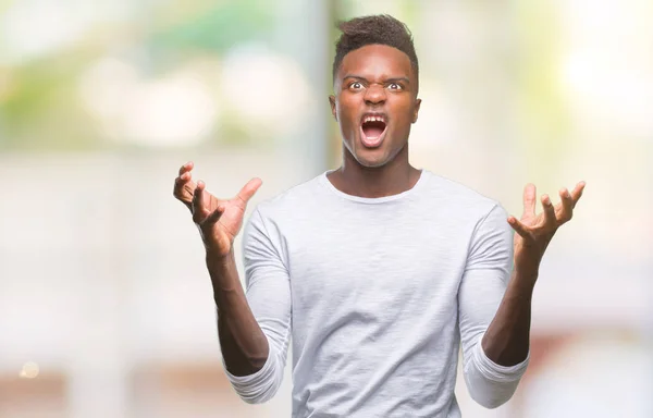 Jonge Afro Amerikaanse Man Geïsoleerde Achtergrond Gekke Gekke Schreeuwen Schreeuwen — Stockfoto
