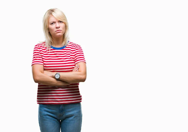 Young Beautiful Blonde Woman Isolated Background Skeptic Nervous Disapproving Expression — Stock Photo, Image