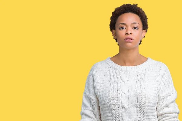 Linda Jovem Afro Americana Vestindo Suéter Sobre Fundo Isolado Relaxado — Fotografia de Stock