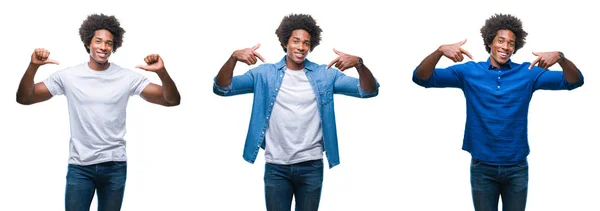 아프리카계 미국인 Shirtless 남자와 배경에 얼굴에 미소와 자신감 자부심과 손가락으로 — 스톡 사진