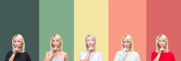 Collage Van Mooie Blonde Vrouw Vintage Geïsoleerde Achtergrond Vragen Stil — Stockfoto