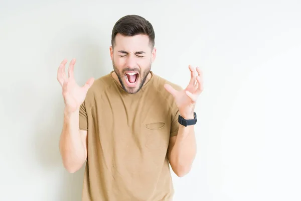 Junger Gutaussehender Mann Mit Isoliertem Hintergrund Der Verrückt Und Erfolgsverrückt — Stockfoto