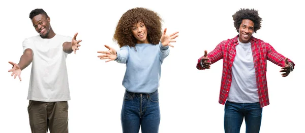 Collage Personnes Afro Américaines Sur Fond Isolé Regardant Caméra Souriant — Photo