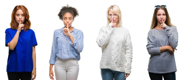 Collage Einer Gruppe Schöner Lässiger Frauen Vor Isoliertem Hintergrund Die — Stockfoto