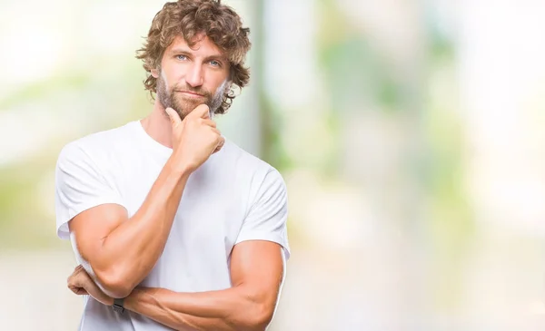 Handsome Hispanic Model Man Isolated Background Looking Confident Camera Smile — Stock Photo, Image